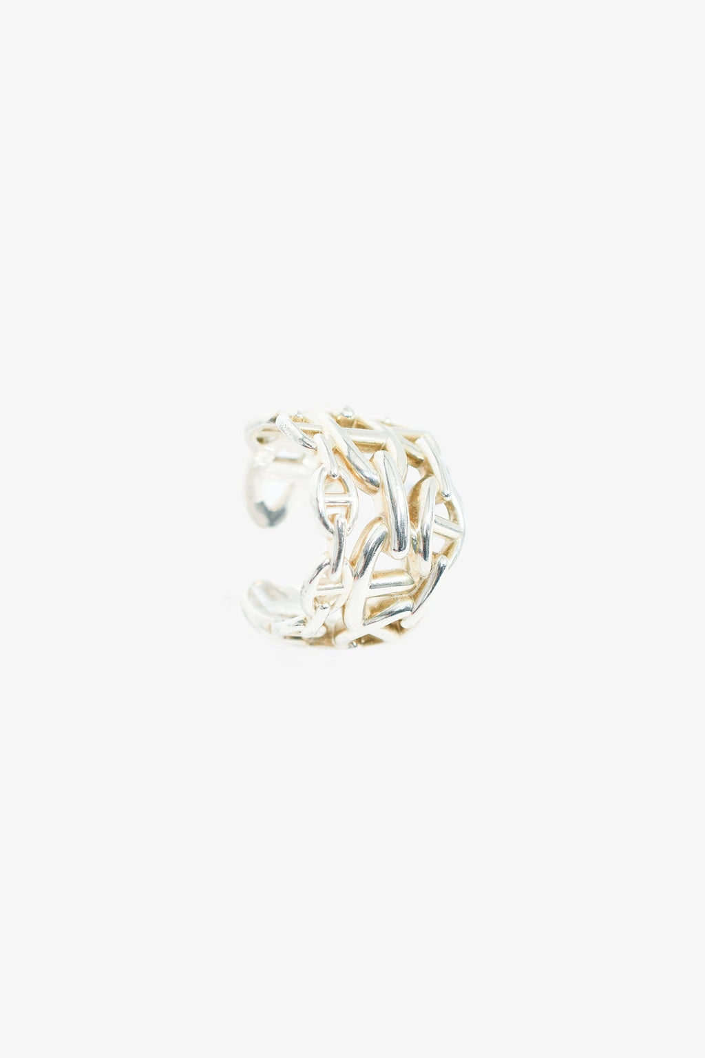 Hermès Silver Large 'Chaine D'Ancre Enchainee' Ring Size 57
