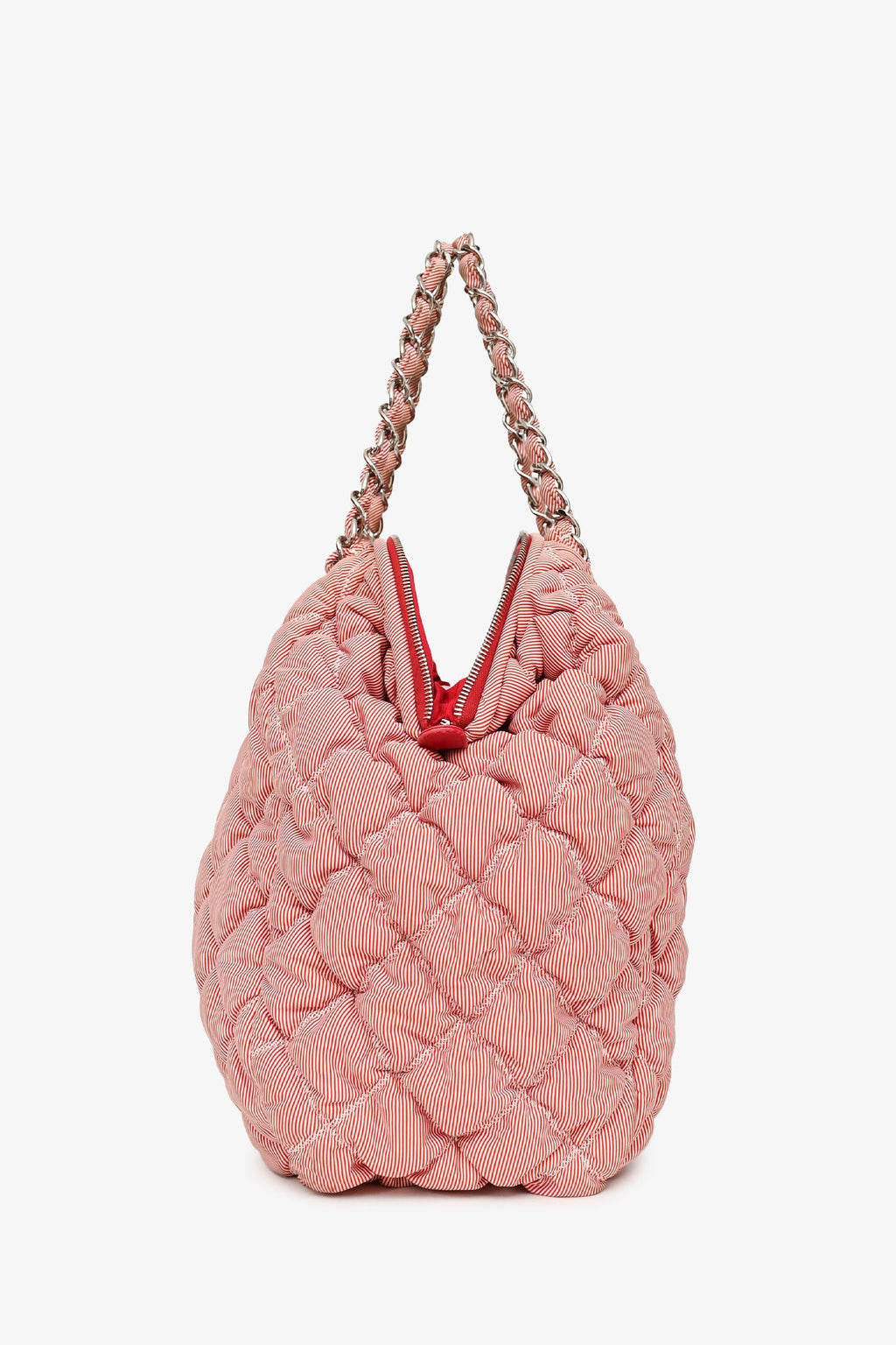 Pre-Loved Chanel™ 2009-10 Red/White Striped Quilted Shoulder Bag
