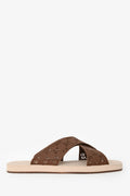 Gucci Brown/Tan GG Rubber Criss Cross Slides Size 11 Mens