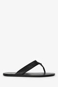 Gucci Black Leather Silver GG Thong Sandals Size 10 Mens