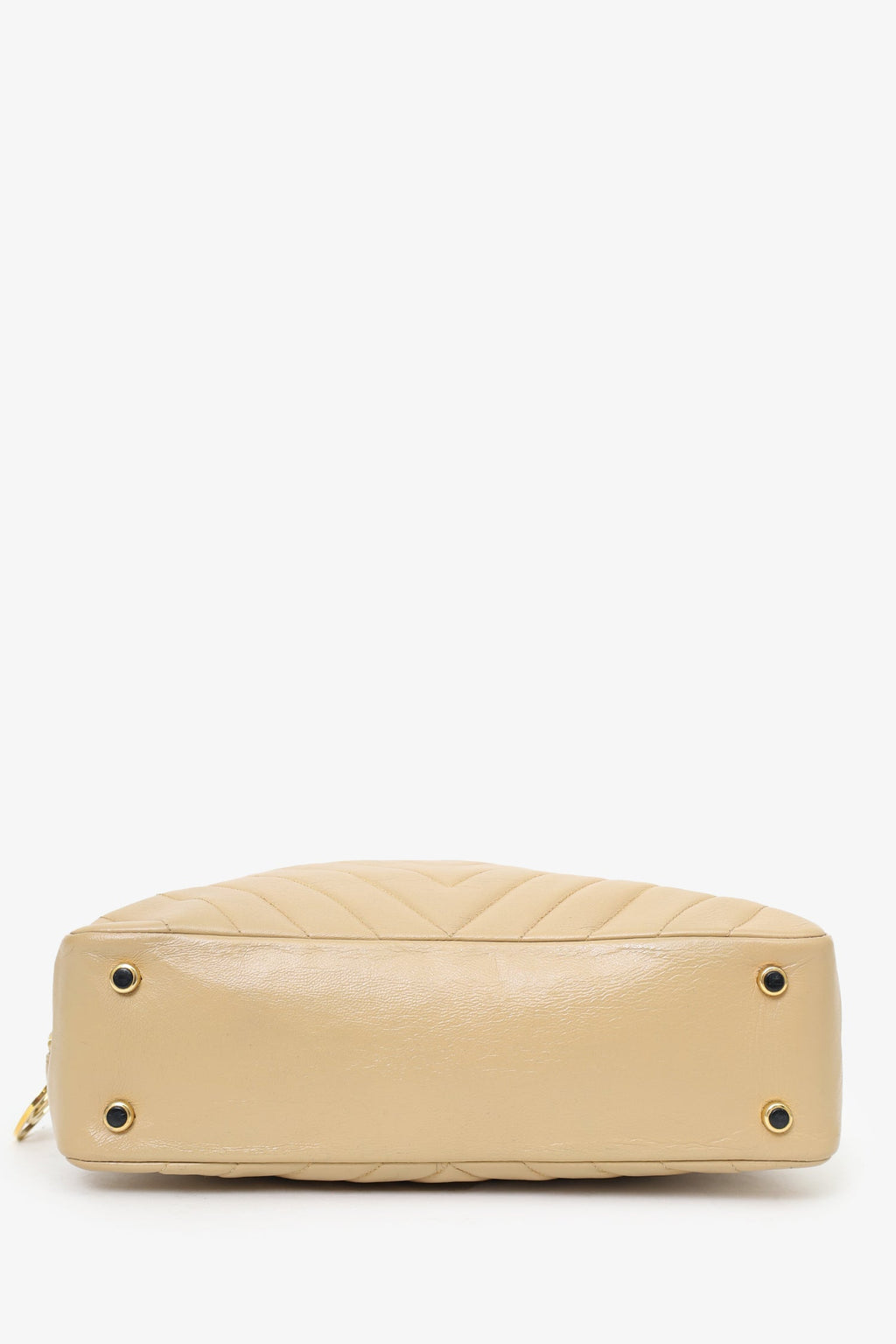 Pre-Loved Chanel™ 1989-91 Beige Lambskin Chevron Shoulder Bag