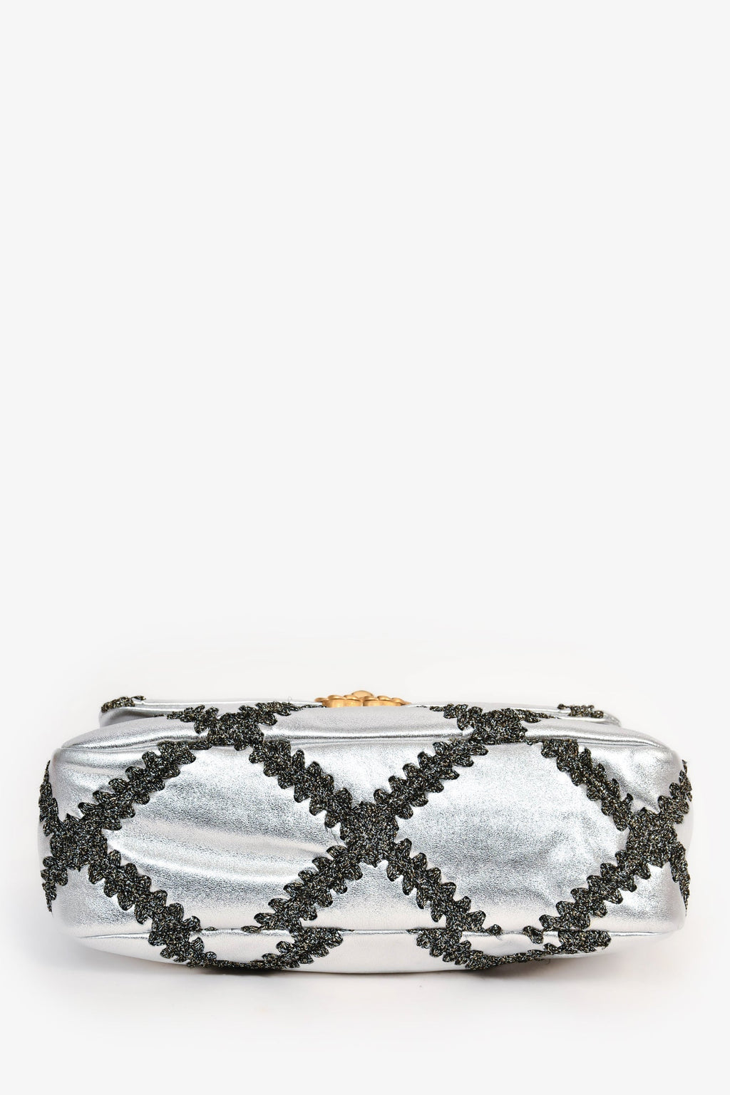 Pre-Loved Chanel™ Limited Edition Silver/Gunmetal Crochet Small 19 Duo-Toned Chain Shoulder Bag