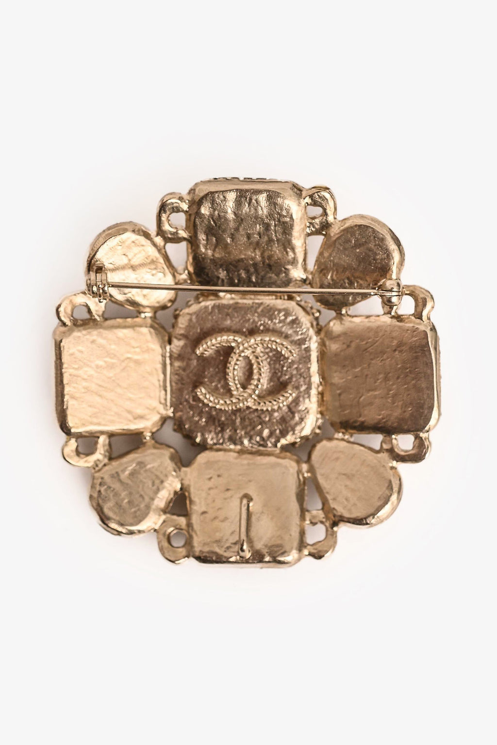 Pre-Loved Chanel™ 2012 Green/Beige Glitter Resin CC Brooch