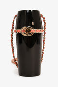 Pre-Loved Chanel™ Black Lucite Leather Pink Chain Trim Lipstick Case Necklace