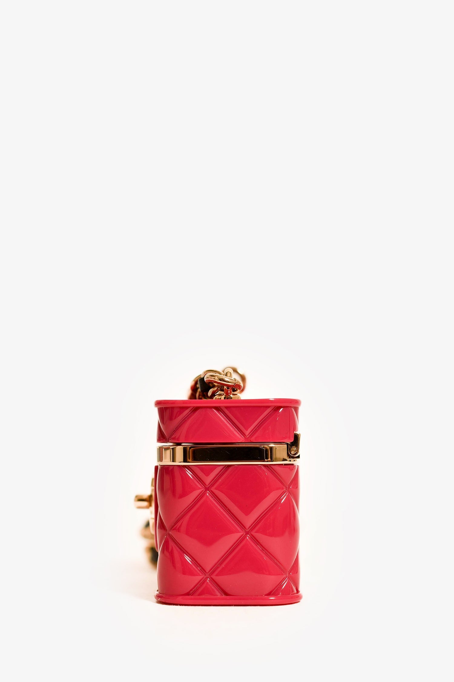Pre-Loved Chanel™ 2022 Magenta Resin Mini Vanity Case Pendant Chain Necklace