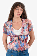 Pre-Loved Chanel™ Pink/Blue Floral Silk Sheer Blouse Size 38