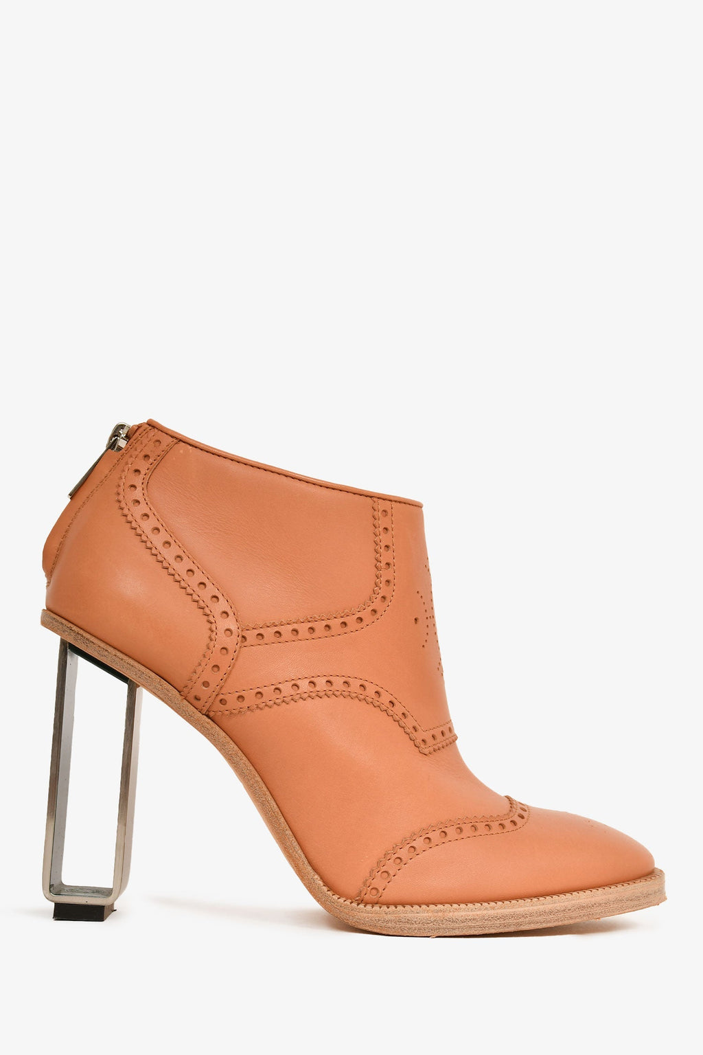 Hermès Brown Leather Wingtip Short Boots Size 37