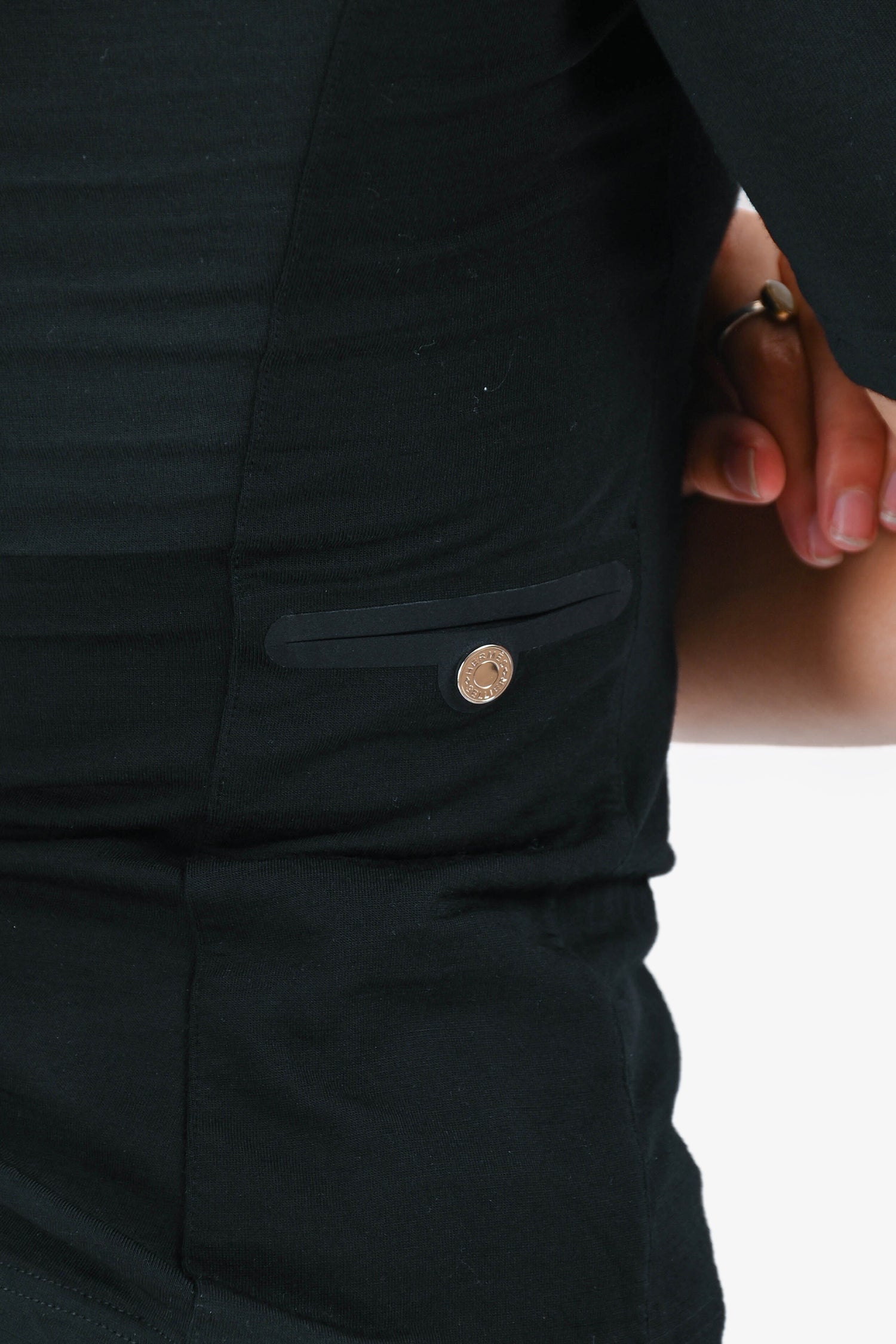 Hermès Black Wool 3/4 Zip T-Shirt Size XS