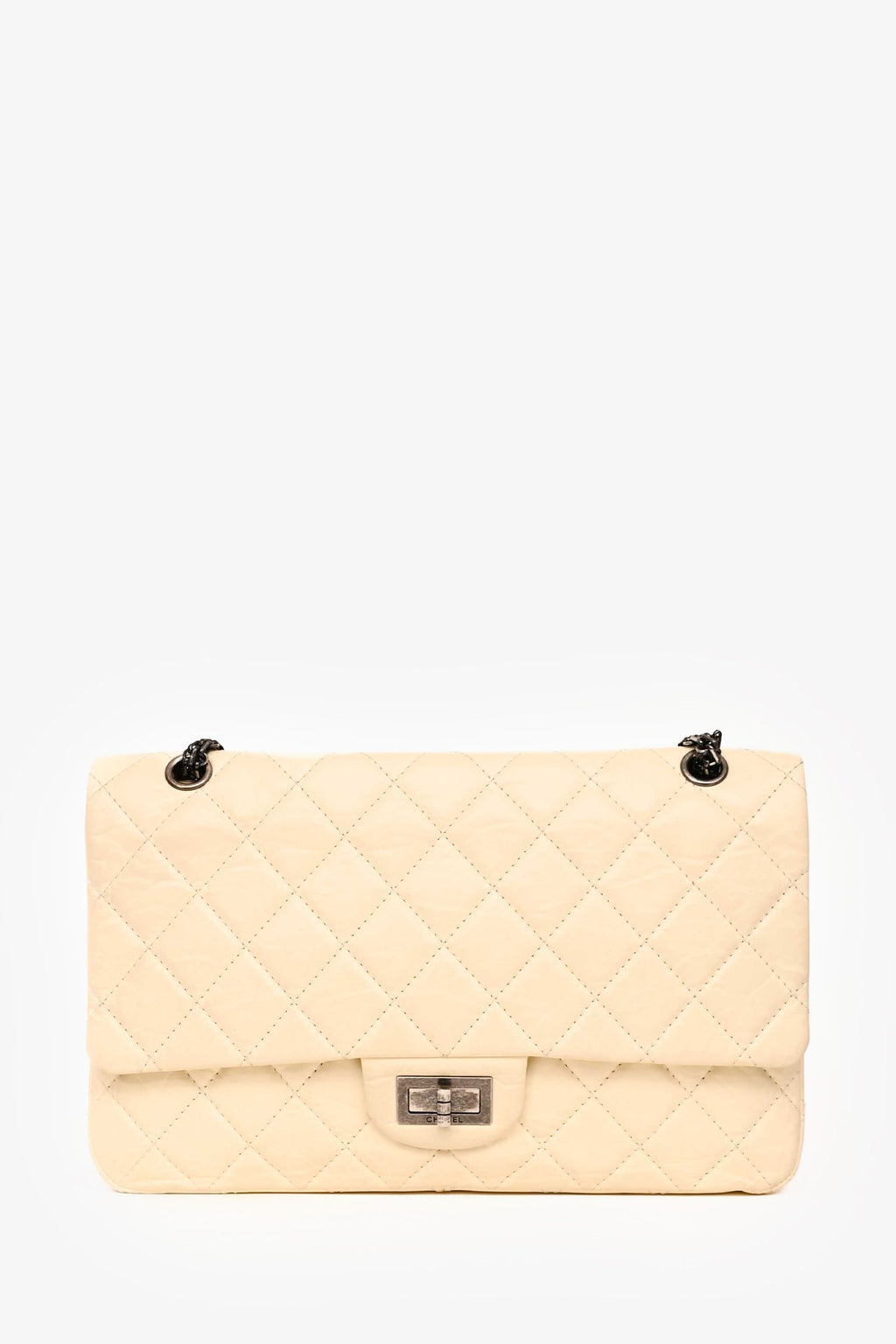 Pre-Loved Chanel™ 2012 White Aged Calfskin Leather 2.55 Reissue 227 Flap Bag