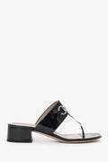 Gucci Black Patent Leather Horsebit Block Heeled Sandals Size 36