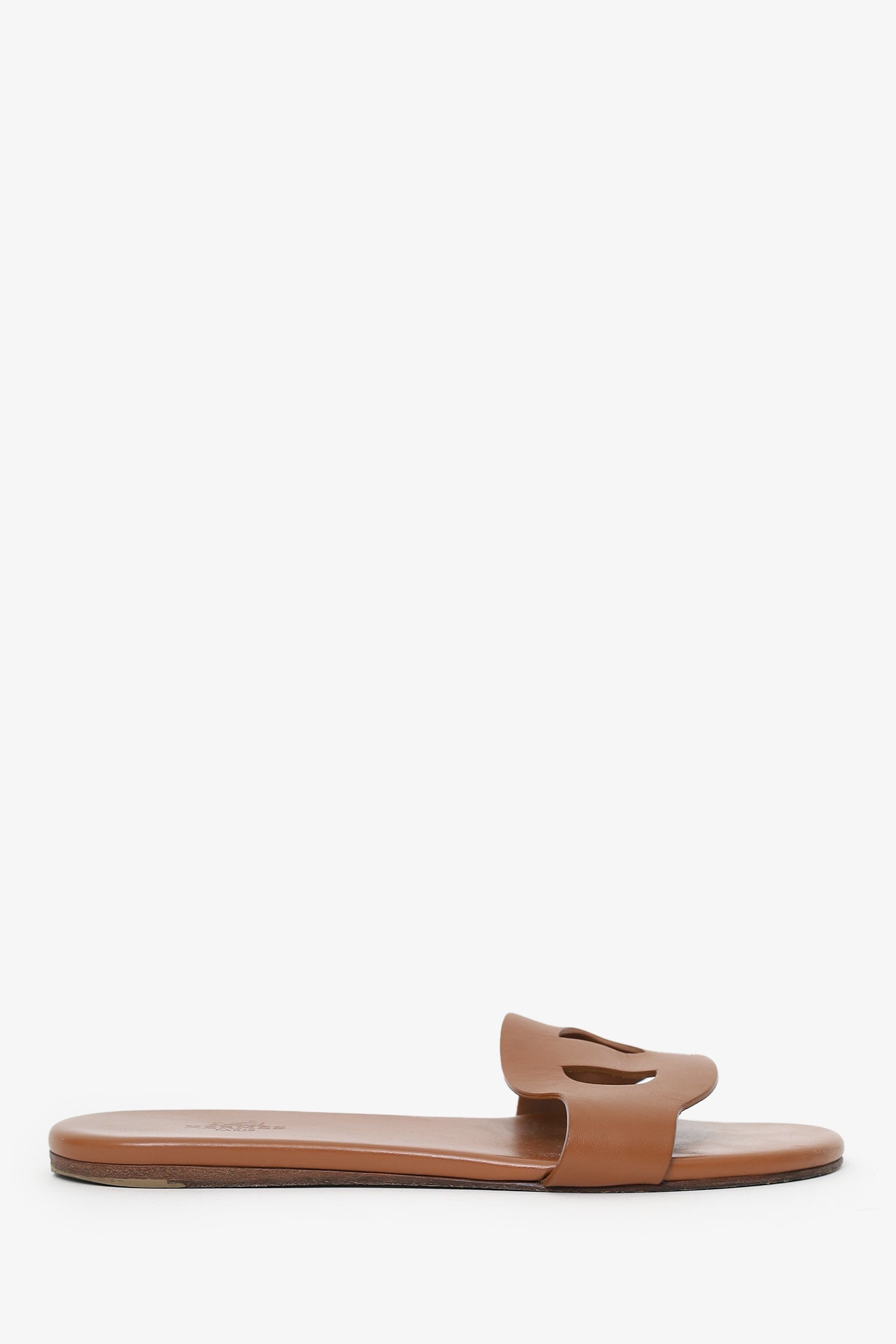 Hermès Brown Leather Lisboa Slides Size 36