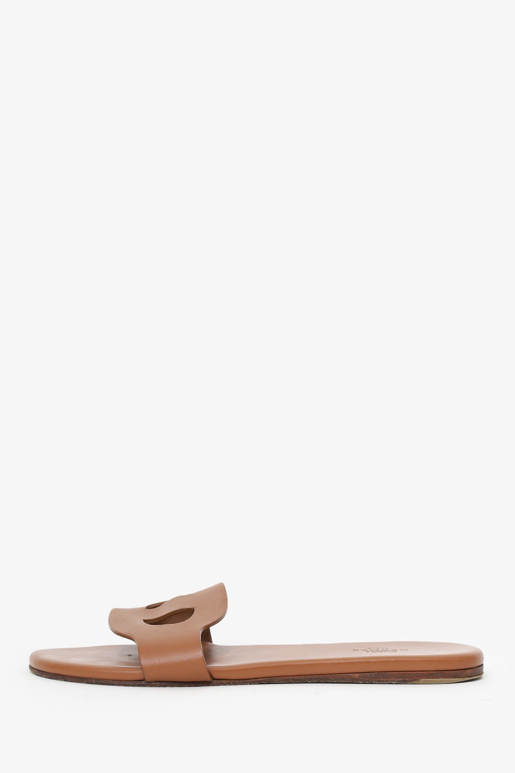 Hermès Brown Leather Lisboa Slides Size 36