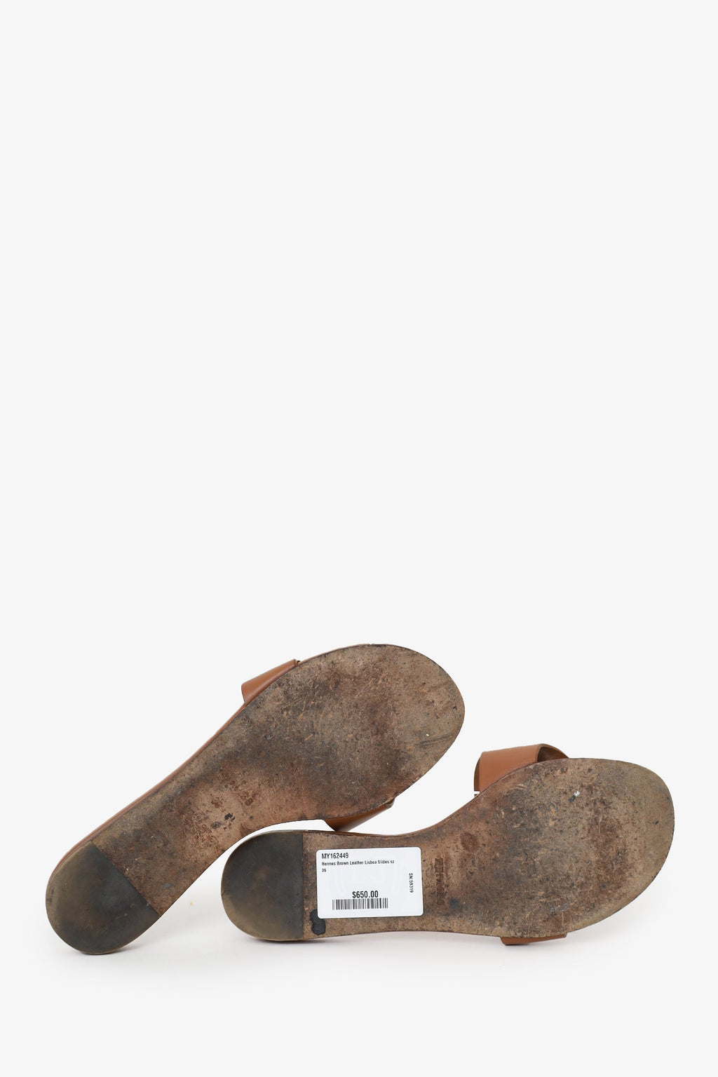 Hermès Brown Leather Lisboa Slides Size 36