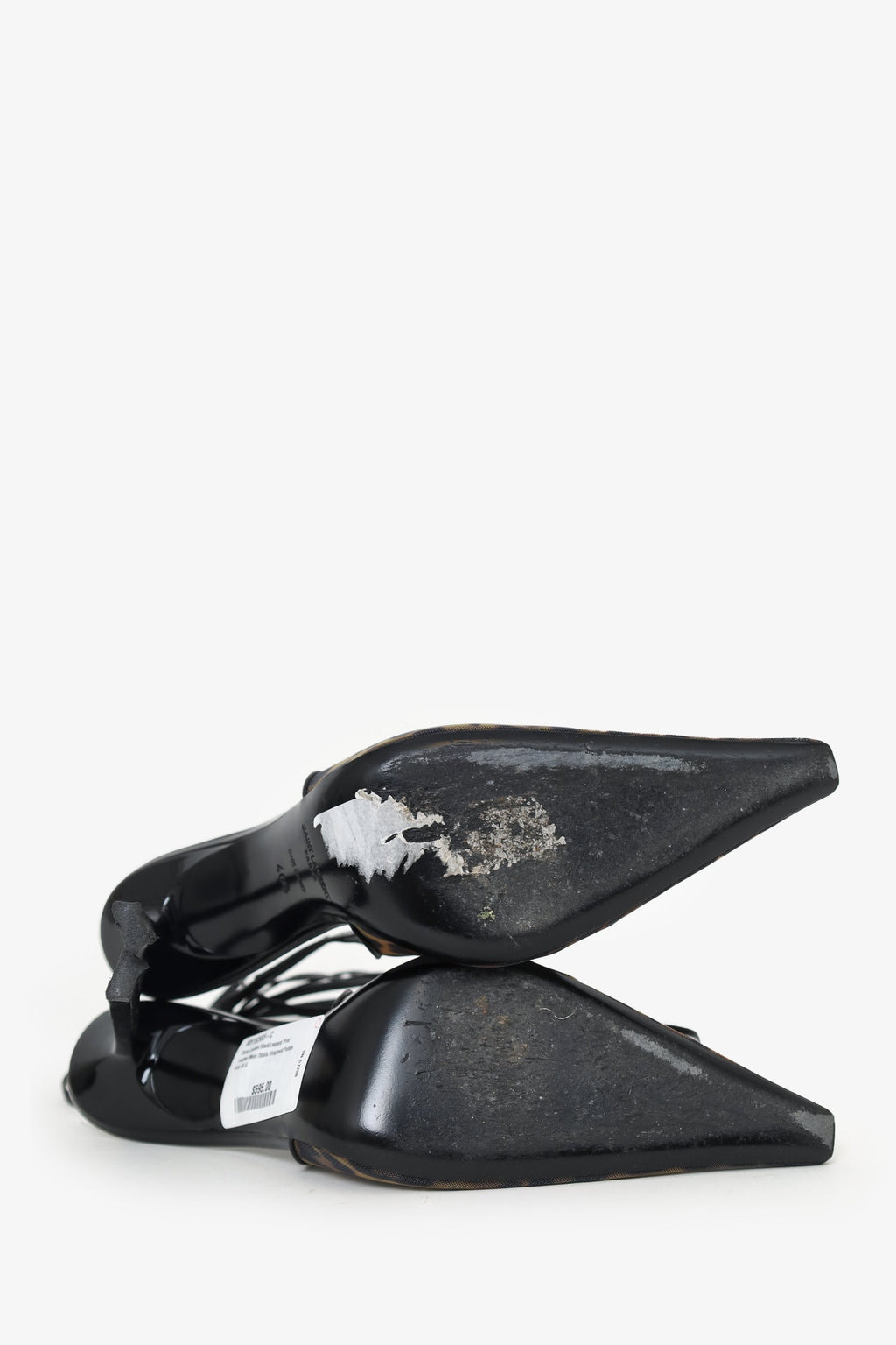 Saint Laurent Black/Leopard Print Leather Mesh Oxalis Slingback Pumps Size 40.5