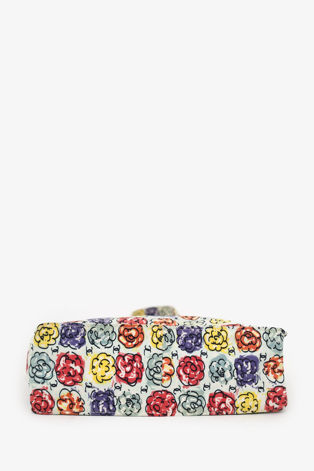 Pre-Loved Chanel™ White/Multicolour Floral Print CC Mini Tote