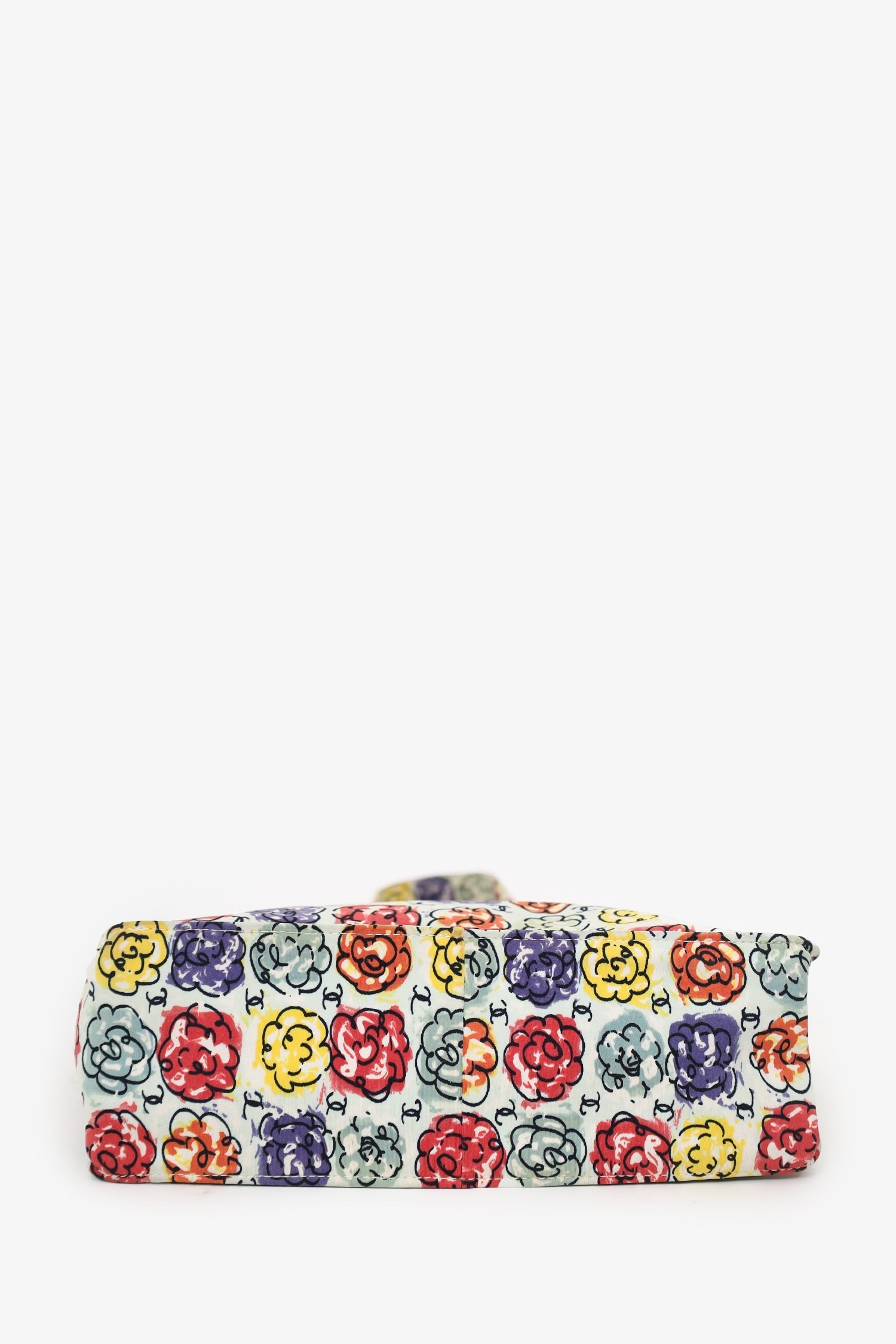 Pre-Loved Chanel™ White/Multicolour Floral Print CC Mini Tote