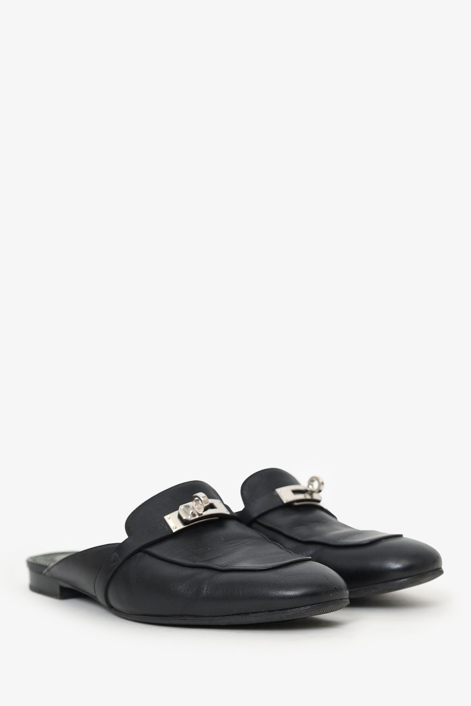 Hermès Black Leather OZ Kelly Mules Size 40