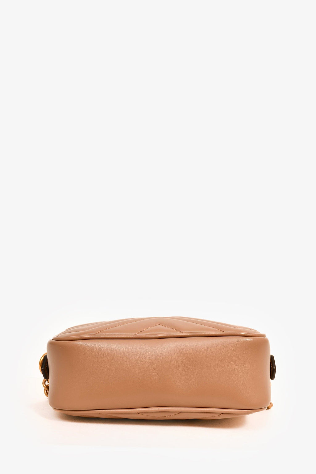 Gucci Beige GG Quilted Chevron Leather Marmont Mini Camera Bag