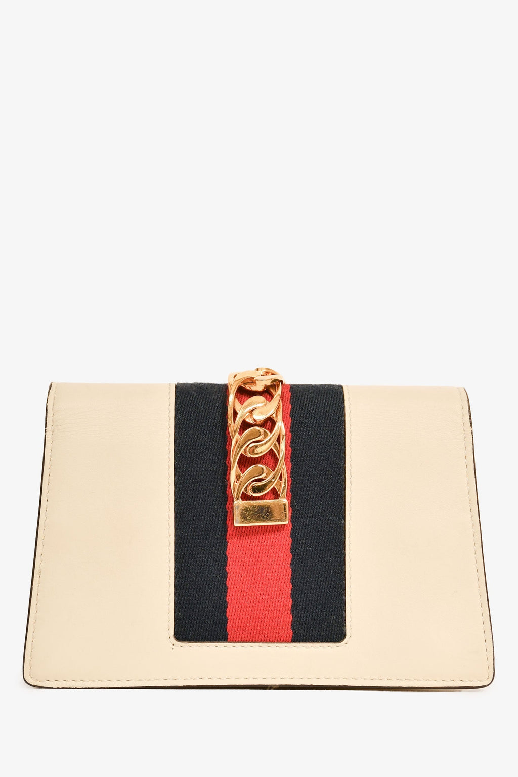 Gucci Cream Leather Web Mini Sylvie Chain Bag