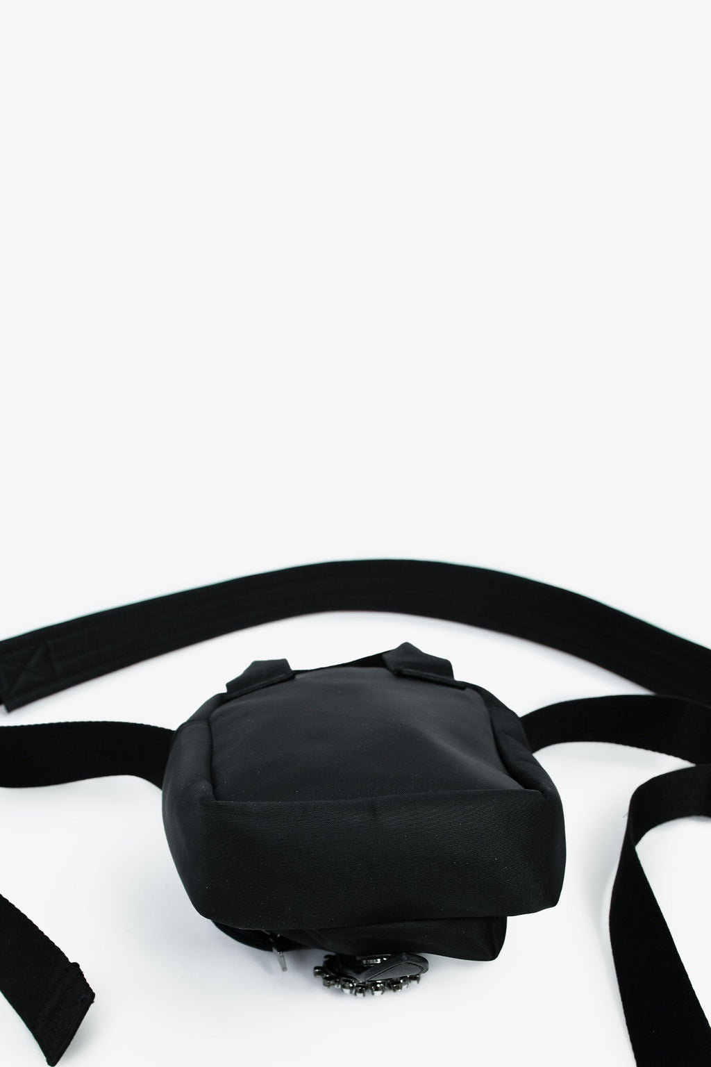 Simone Rocha Black Nylon Faux Pearl/Crystal Buckle Crossbody Bag