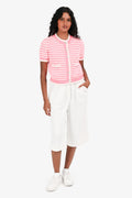 Pre Loved Chanel™ White Waffle Print Long Pleated Shorts Size 36