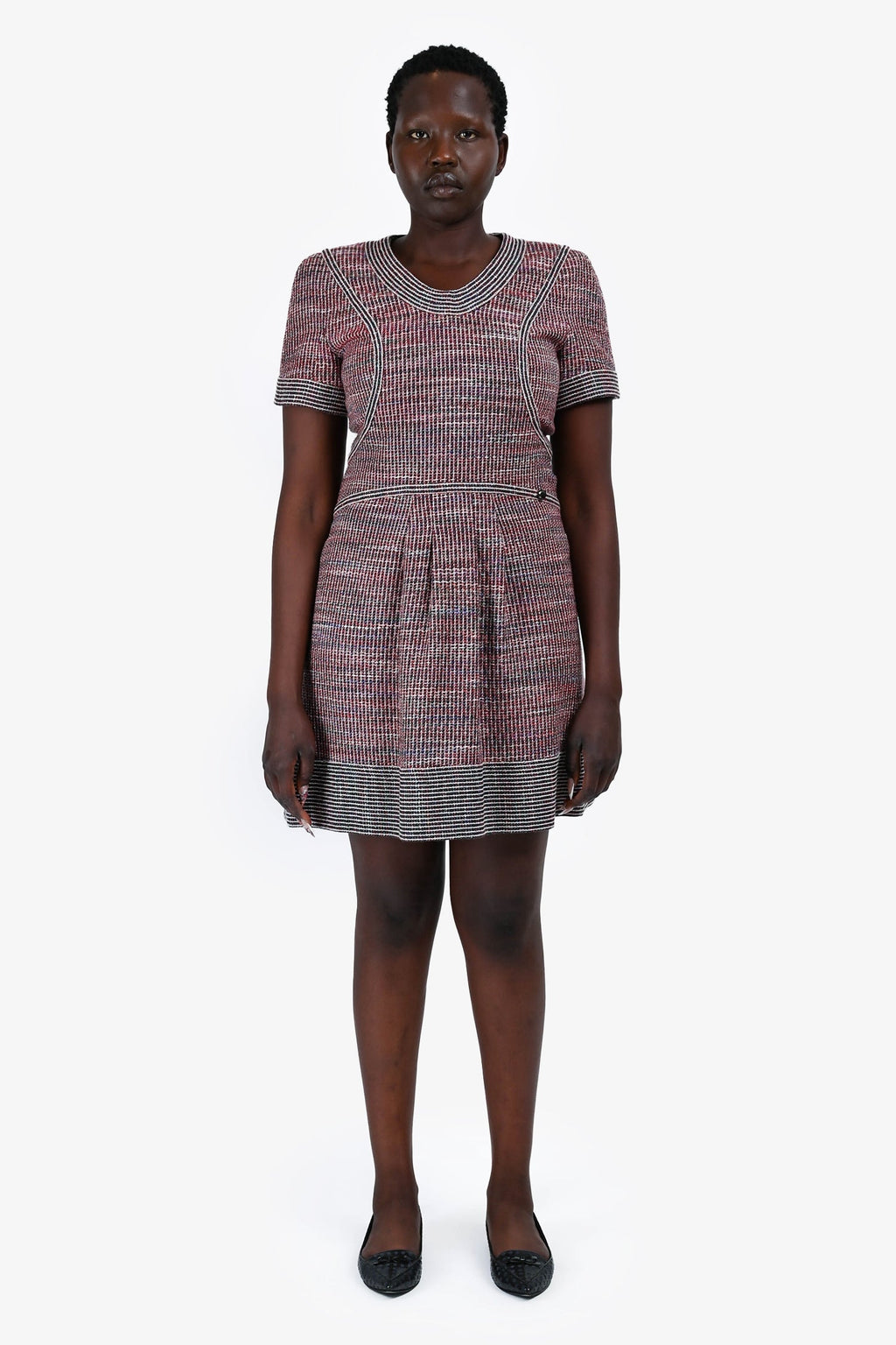 Pre-Loved Chanel™ Pink/Blue Metallic Tweed Dress Size 40