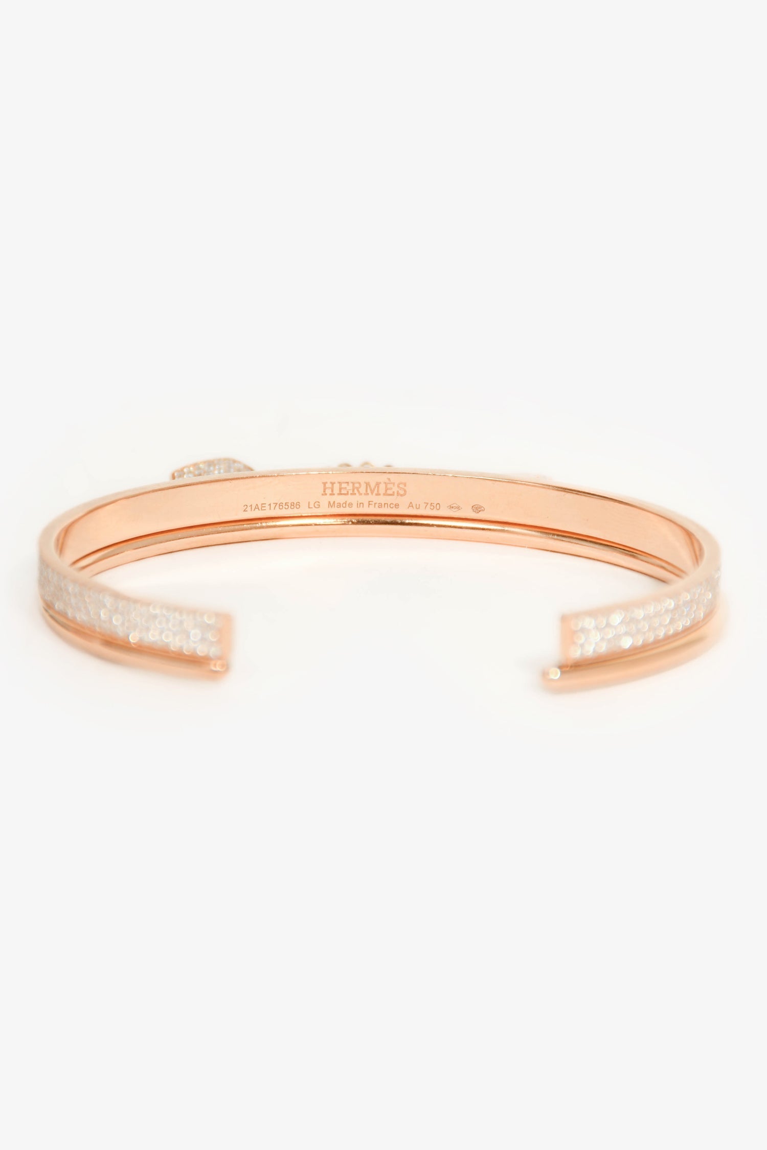 Hermès 18K Rose Gold Diamonds Kelly Cadenas Double Bracelet Small Model