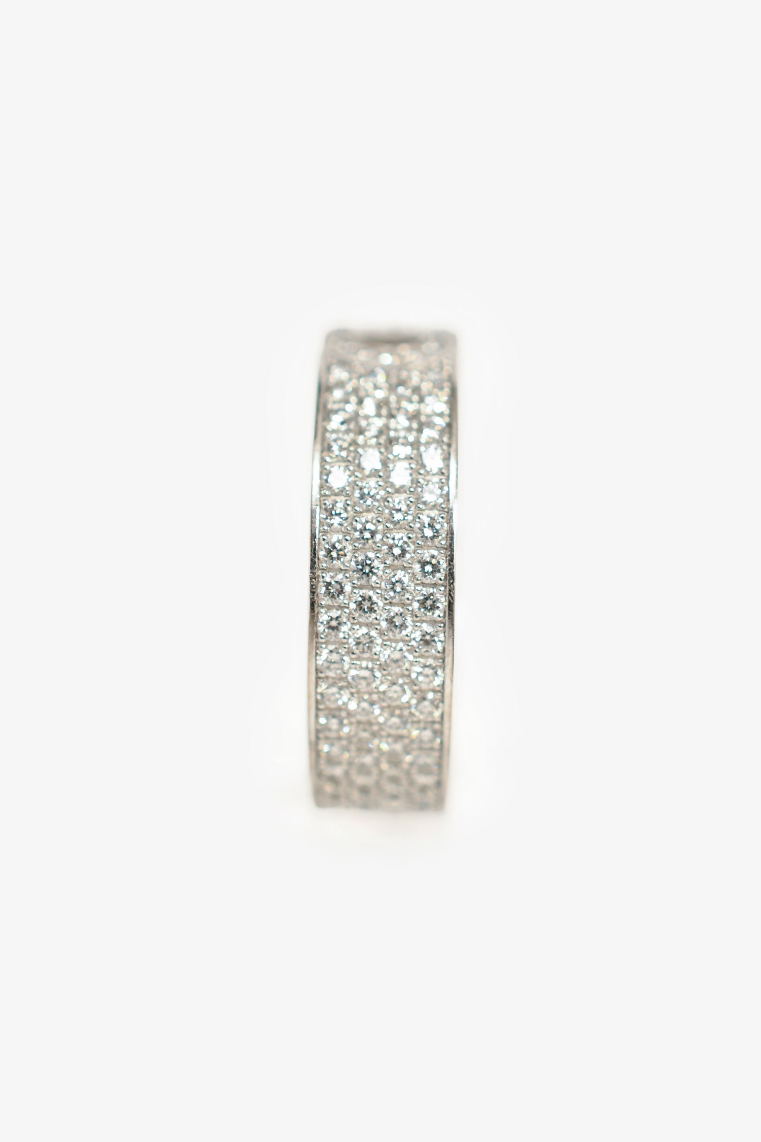 Hermès 18K White Gold Diamond Small H d'Ancre Ring Size 54