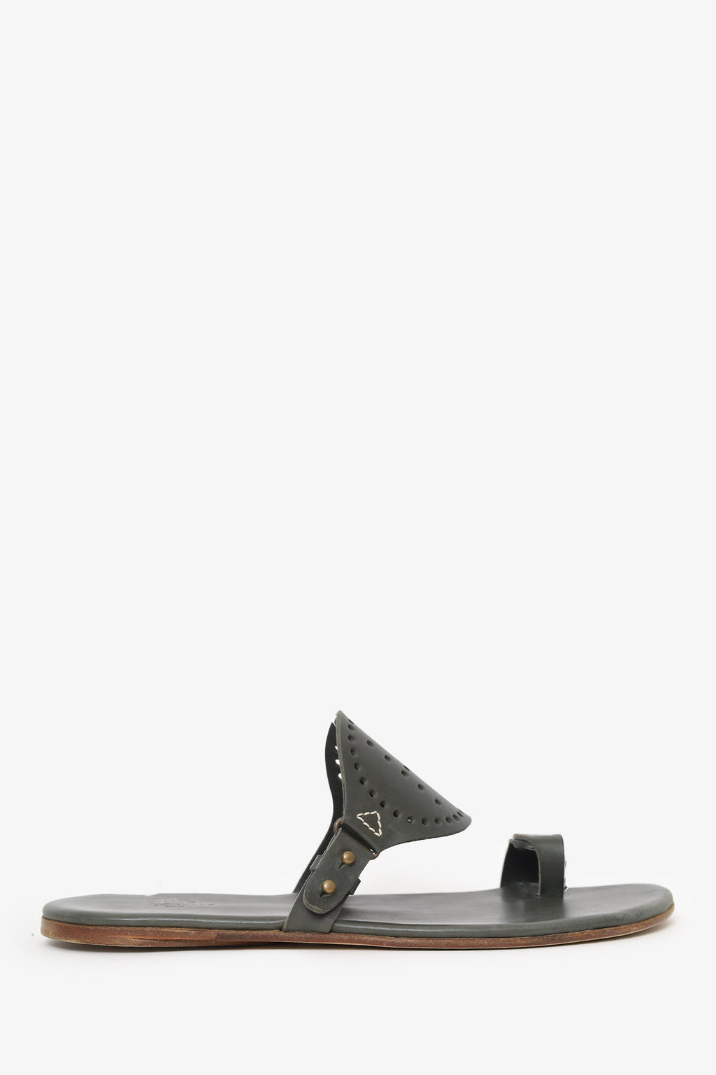 Hermès Olive Leather Hera Sandals Size 42.5