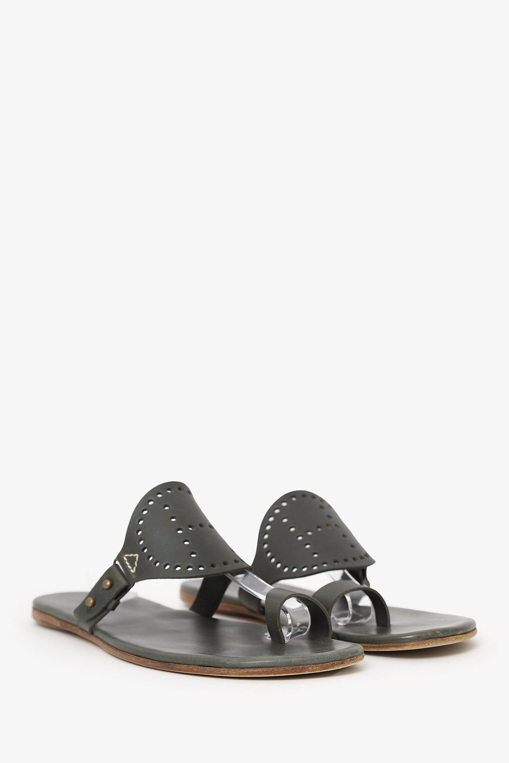 Hermès Olive Leather Hera Sandals Size 42.5
