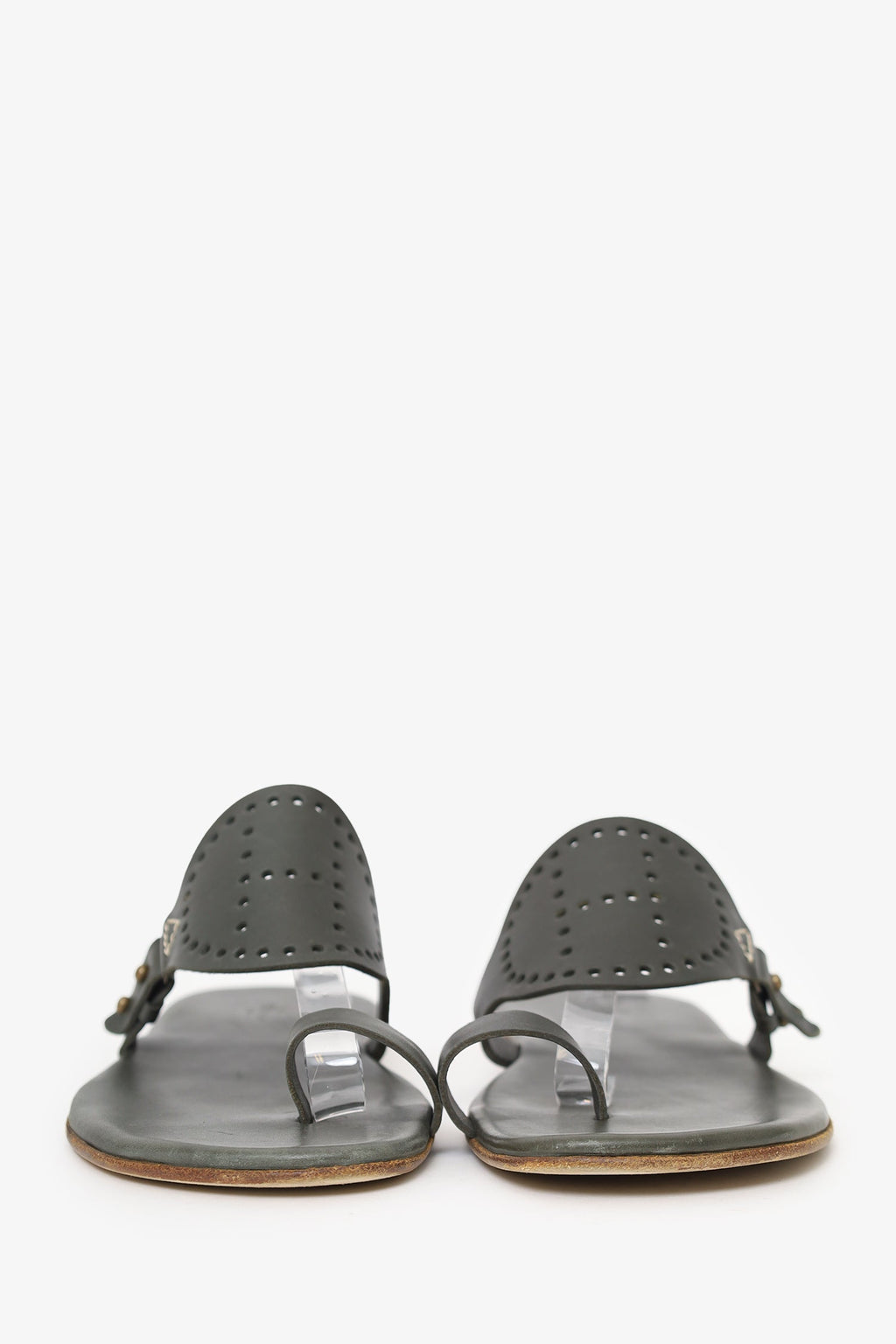 Hermès Olive Leather Hera Sandals Size 42.5