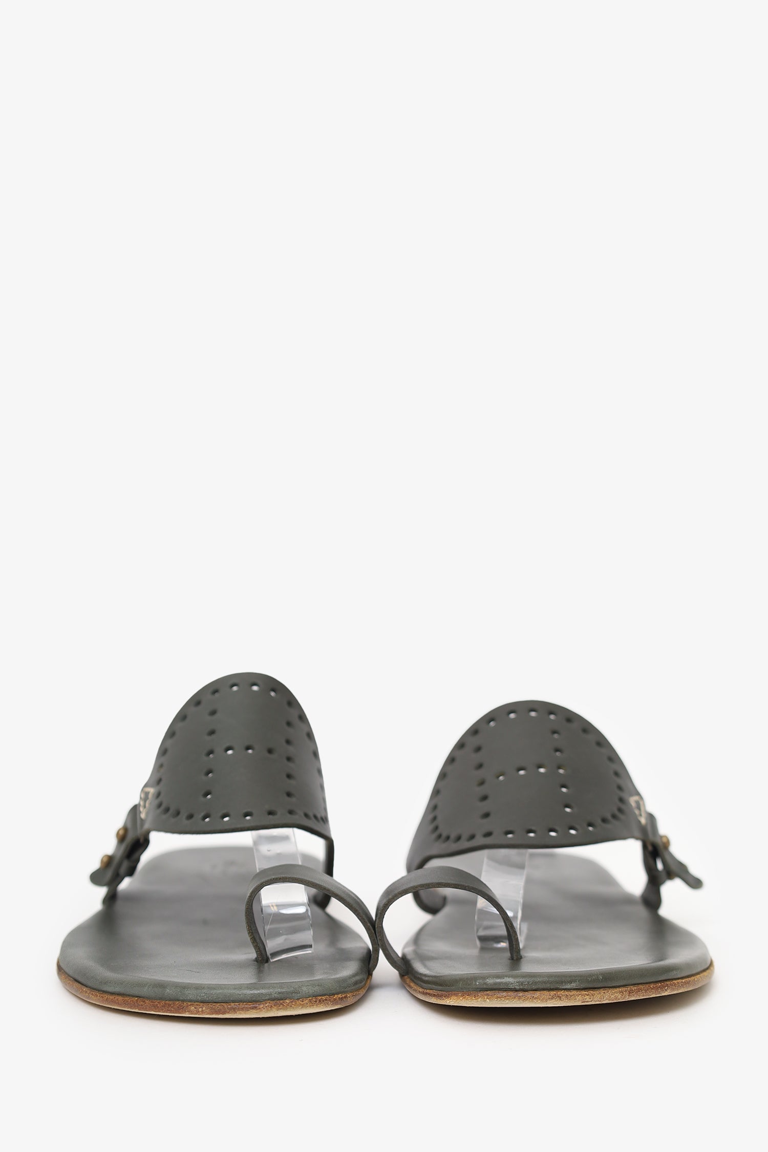 Hermès Olive Leather Hera Sandals Size 42.5