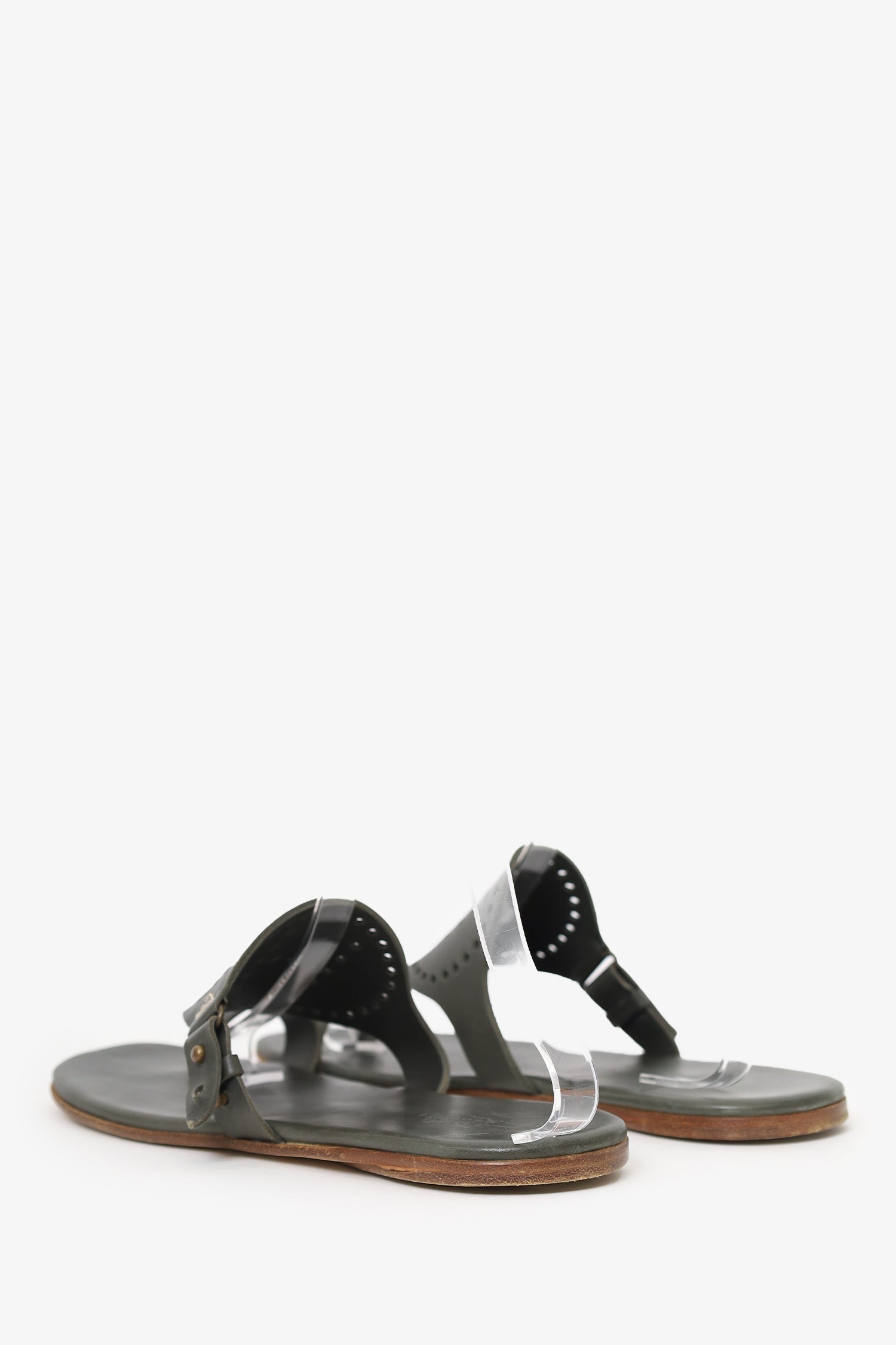 Hermès Olive Leather Hera Sandals Size 42.5