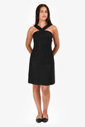 Pre-Loved Chanel™ Black Linen Halterneck Midi Dress Size 40