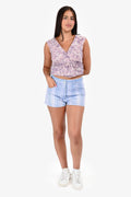 Pre-Loved Chanel™ Blue Striped Denim Shorts Size 40