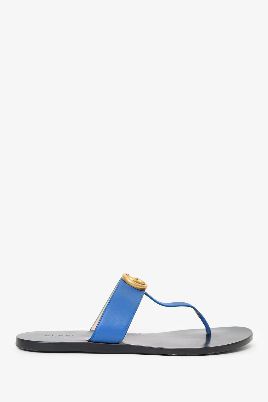 Gucci Blue Leather 'GG' Marmont Sandals Size 39.5
