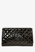Pre-Loved Chanel™ 2012-13 Black Patent Timeless Frame Clutch