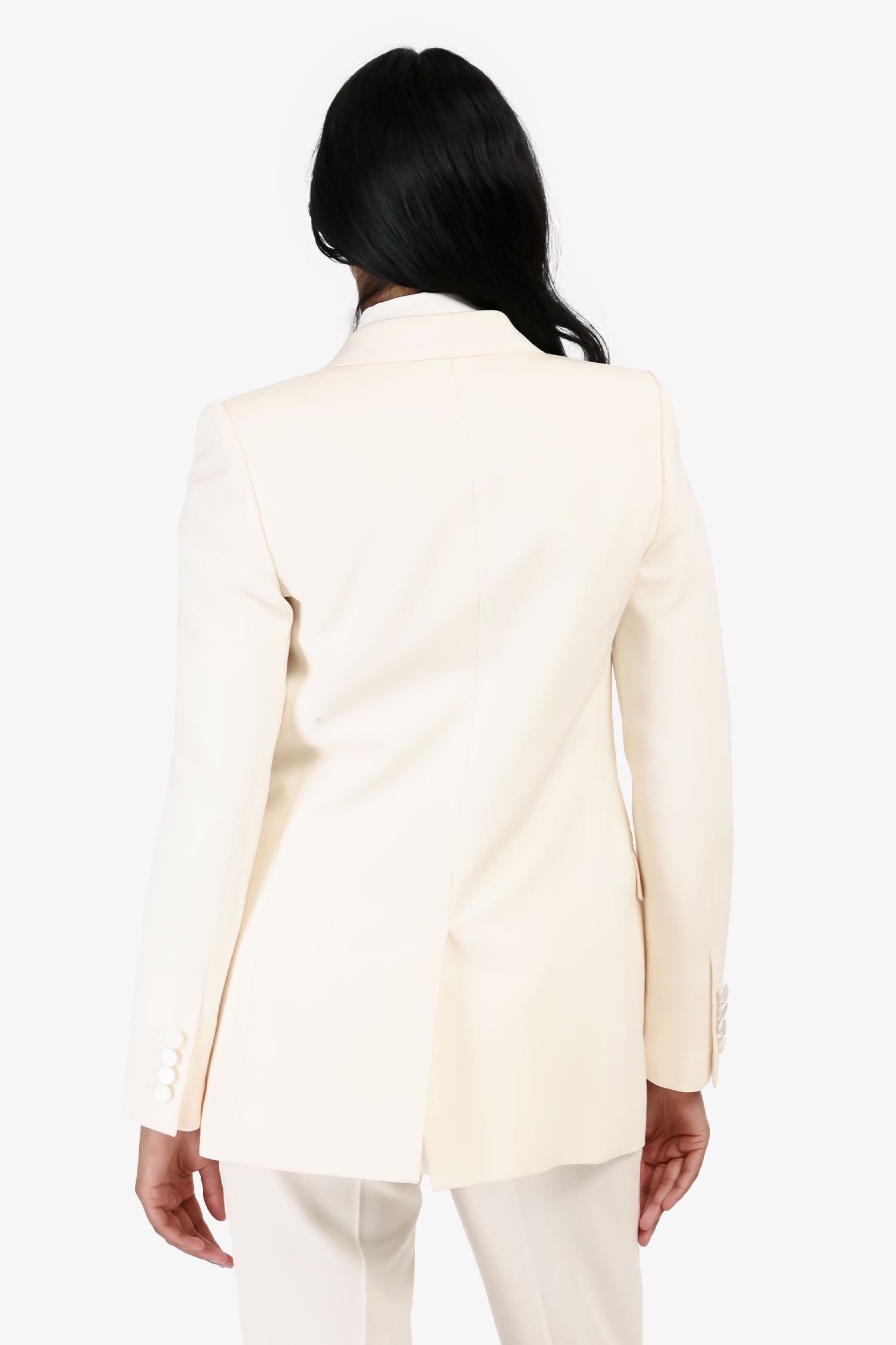 Saint Laurent 2021 Cream Wool/Satin Tuxedo Blazer + Pant Suit Size 36