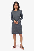 Pre-Loved Chanel™ 2011 Navy Cashmere Glitter Knitted Long Sleeve Dress Size 40