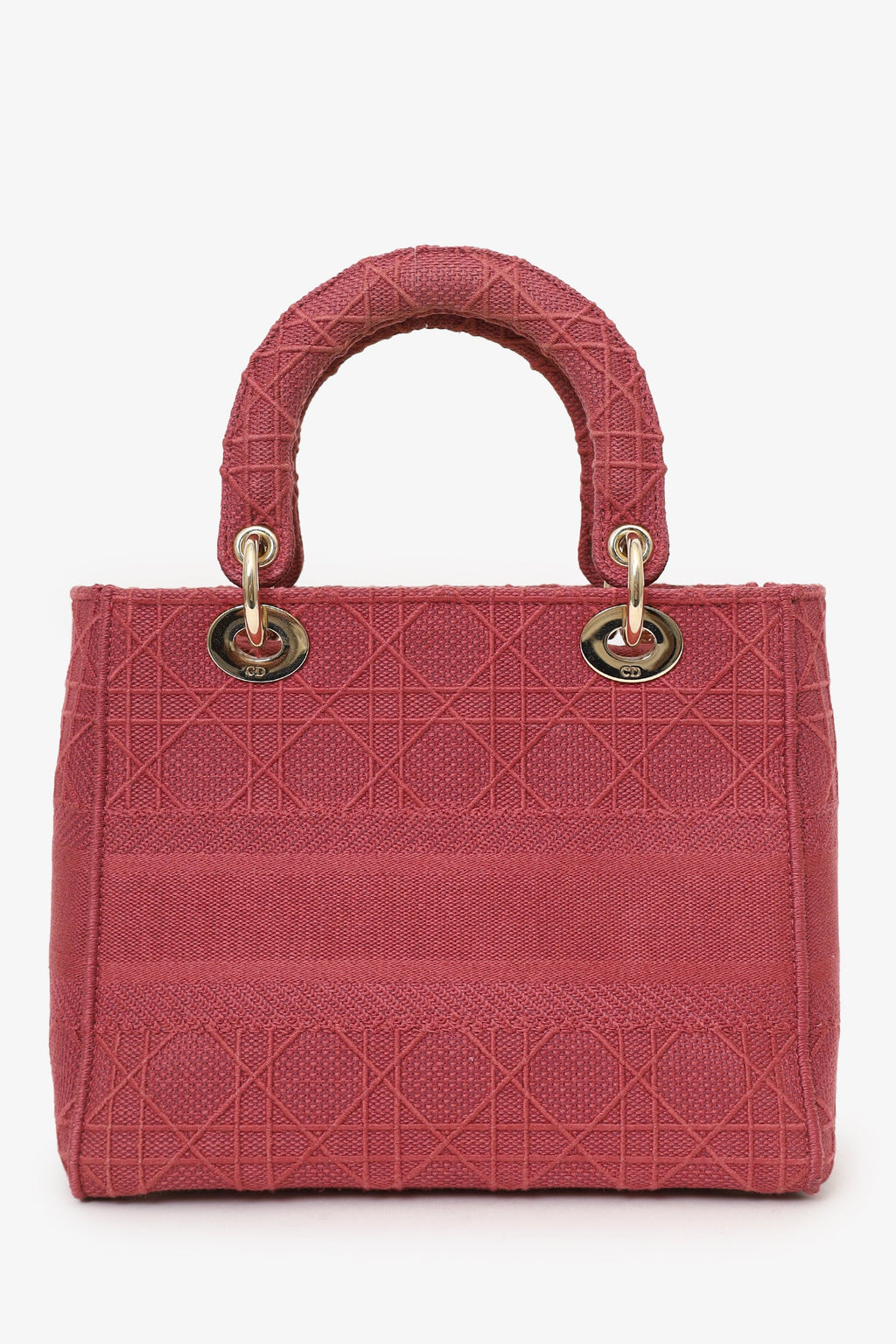 Christian Dior 2020 Pink Cannage Canvas Medium Lady D-Lite With Strap