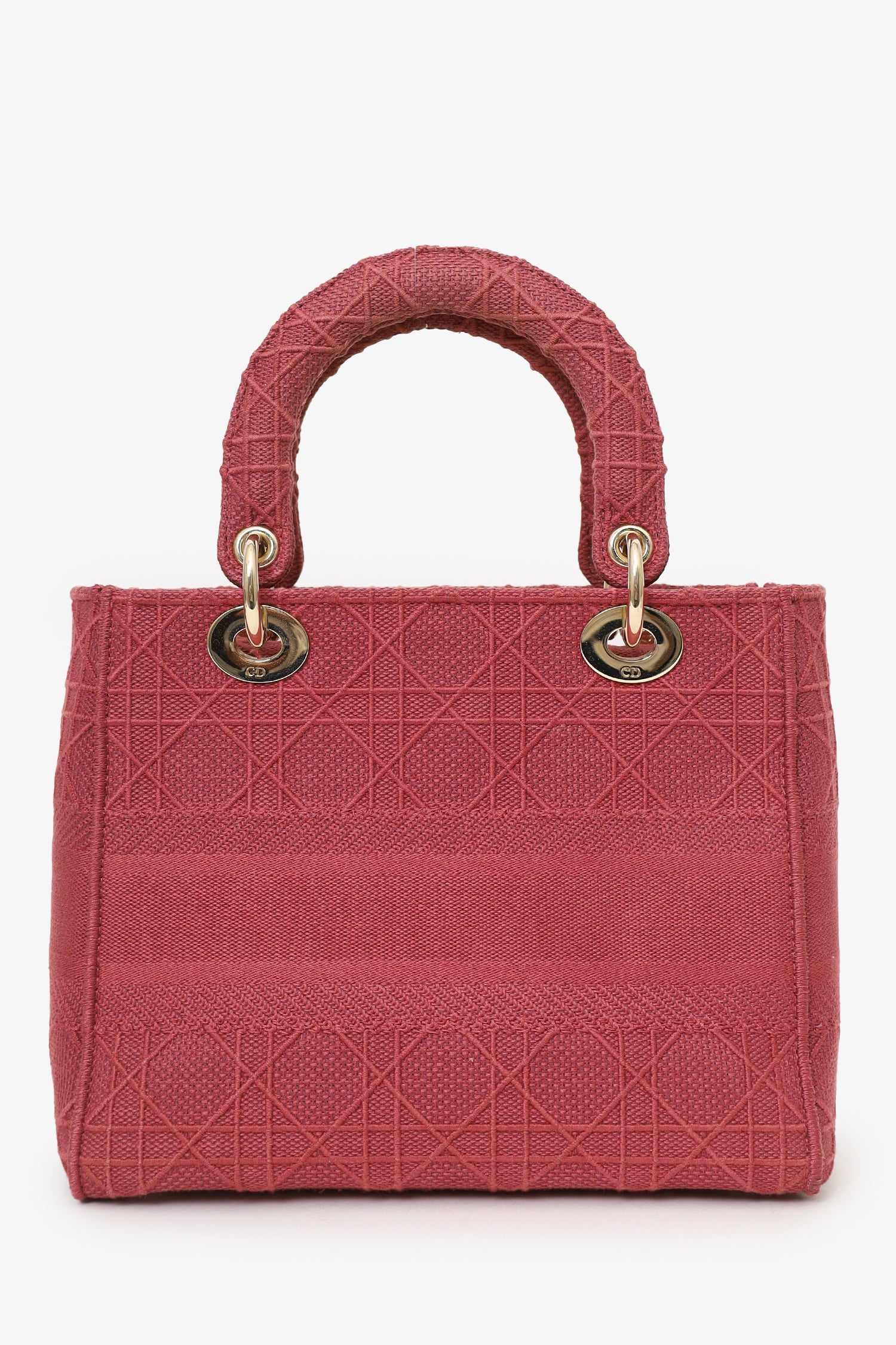 Christian Dior 2020 Pink Cannage Canvas Medium Lady D-Lite With Strap