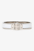 Hermès Silver Toned/White Enamel Charnière Hinged Bracelet