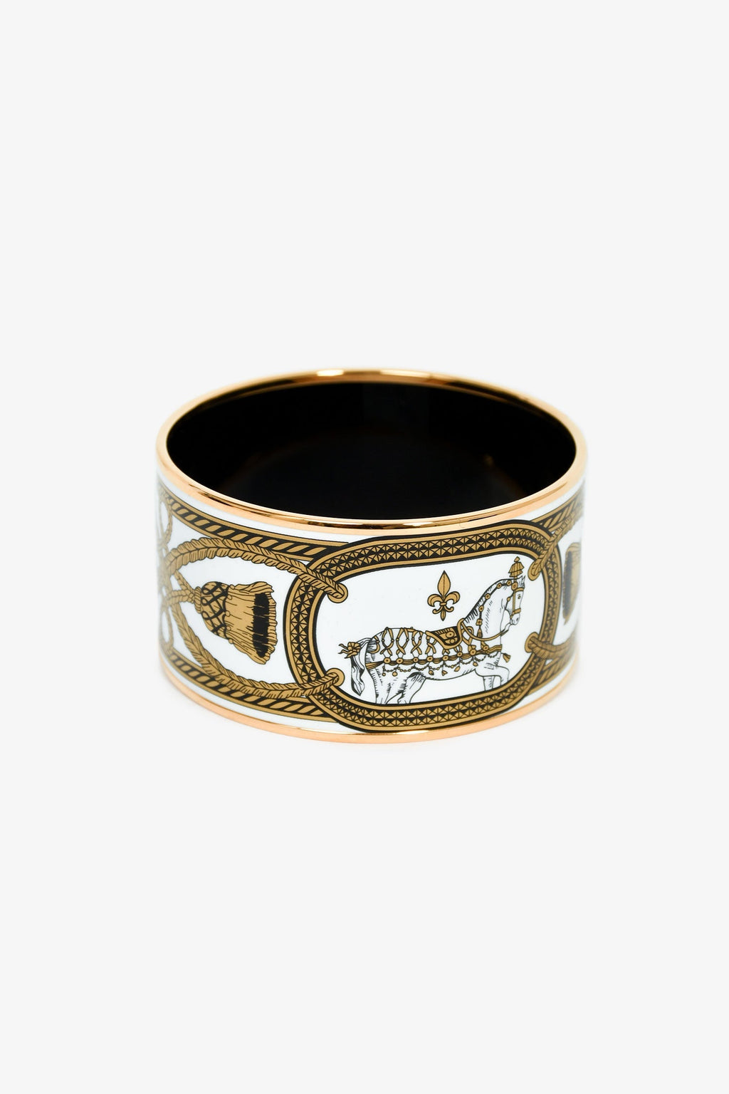 Hermès 18K Yellow Gold Plated 'Grand Apparat' Extra Wide Bangle PM