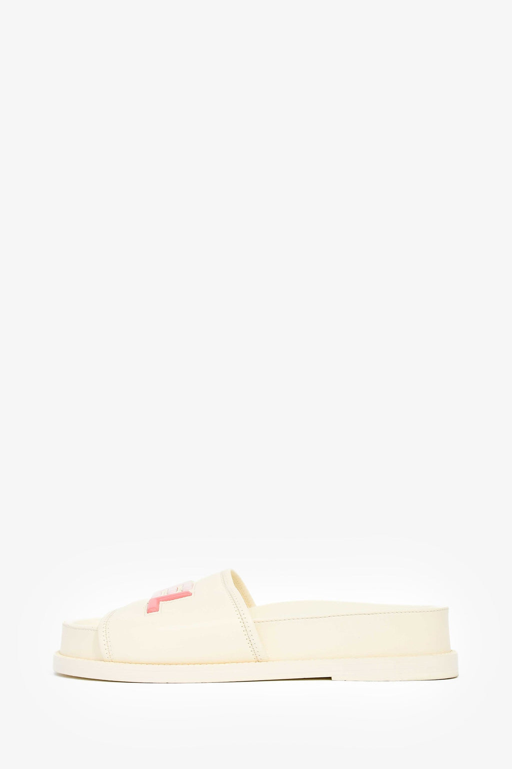 Pre-Loved Chanel™ 2022 Cream Leather Pastel 'CHANEL' Slides Size 38