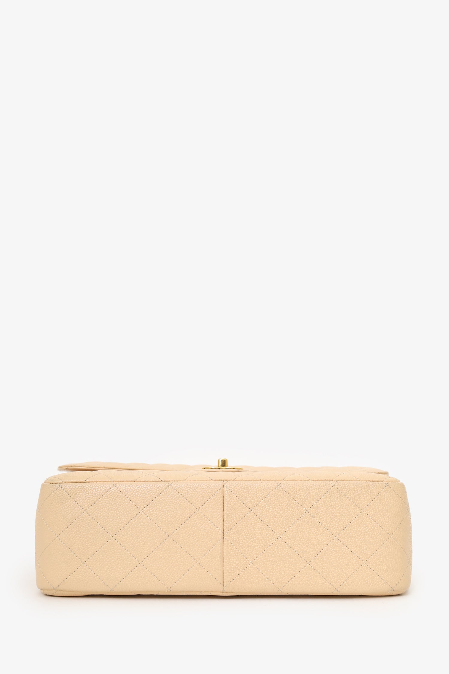 Pre-Loved Chanel™ 2010-11 Beige Caviar Leather Jumbo Classic Double Flap Bag