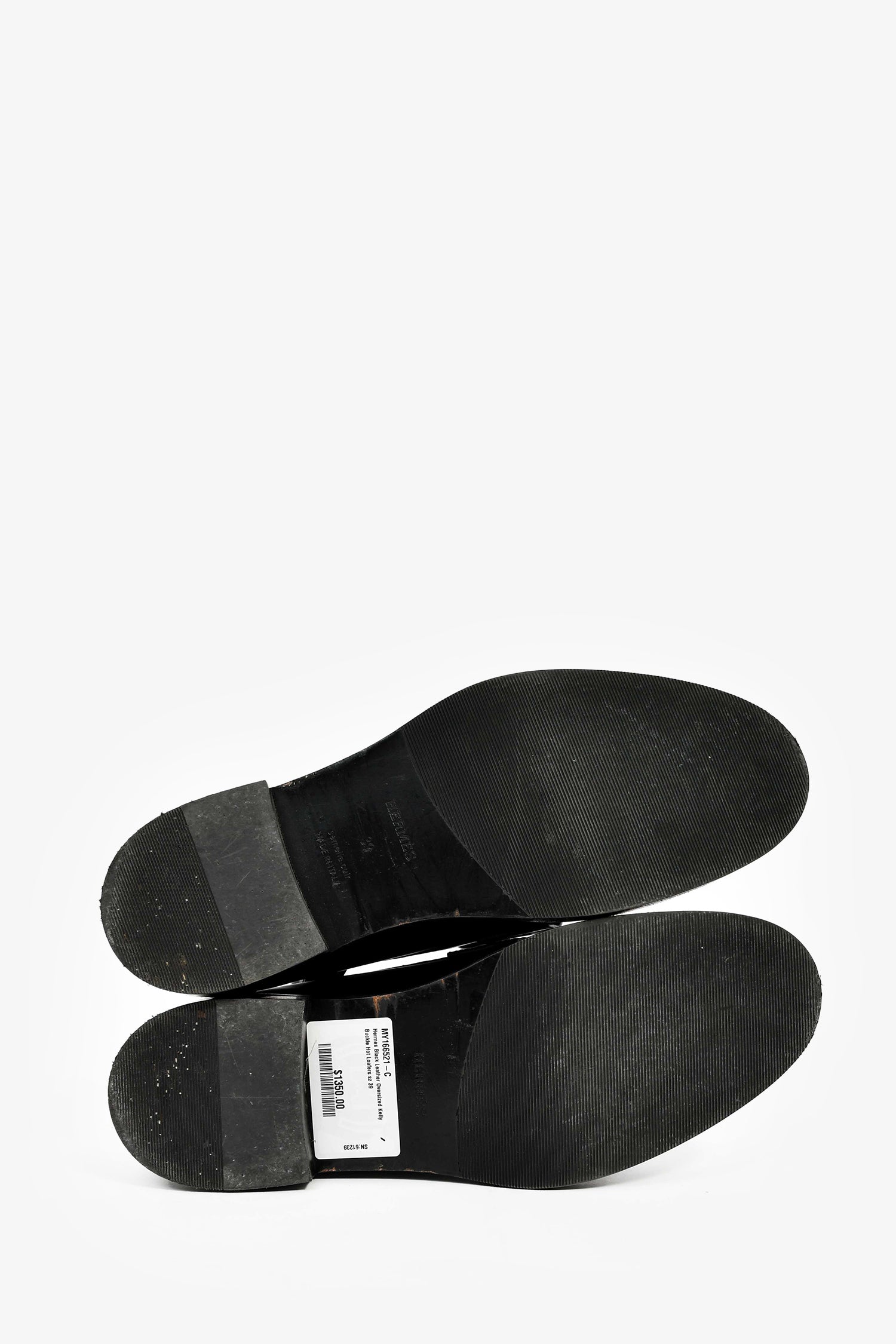 Hermès Black Leather Oversized Kelly Buckle Hot Loafers Size 39