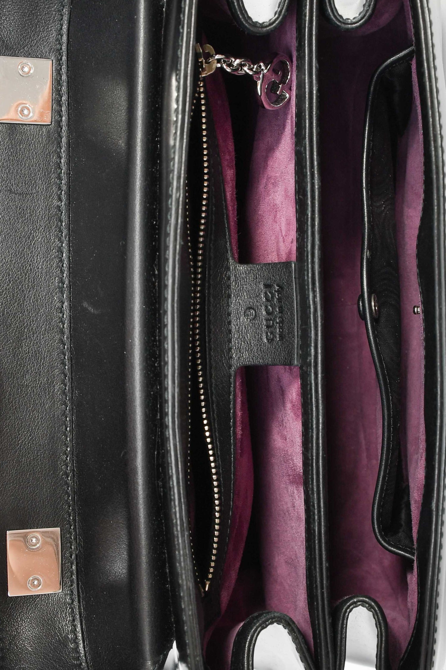 Gucci Black Leather Bamboo Medium 'Lady Lock' Top Handle Bag