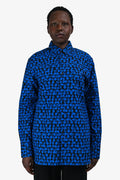 Louis Vuitton Blue/Black Printed DNA Button-Up Shirt Size S Mens