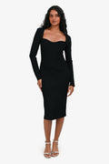 Gucci Black Ribbed Knit Scallop Neckline Midi Dress Size XS