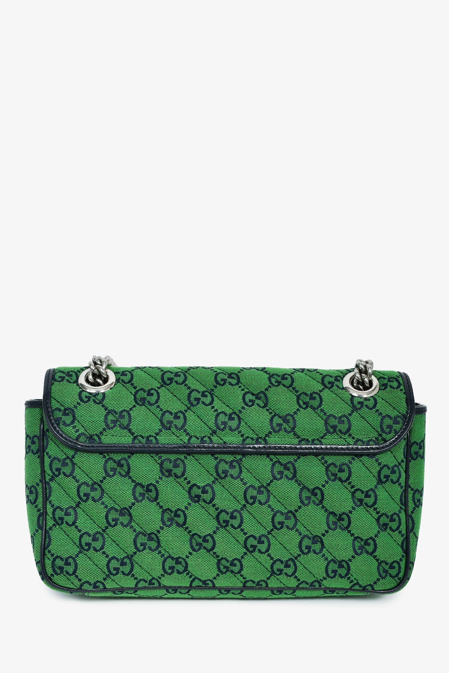 Gucci Green Canvas Navy Guccisima Small Marmont Shoulder Bag